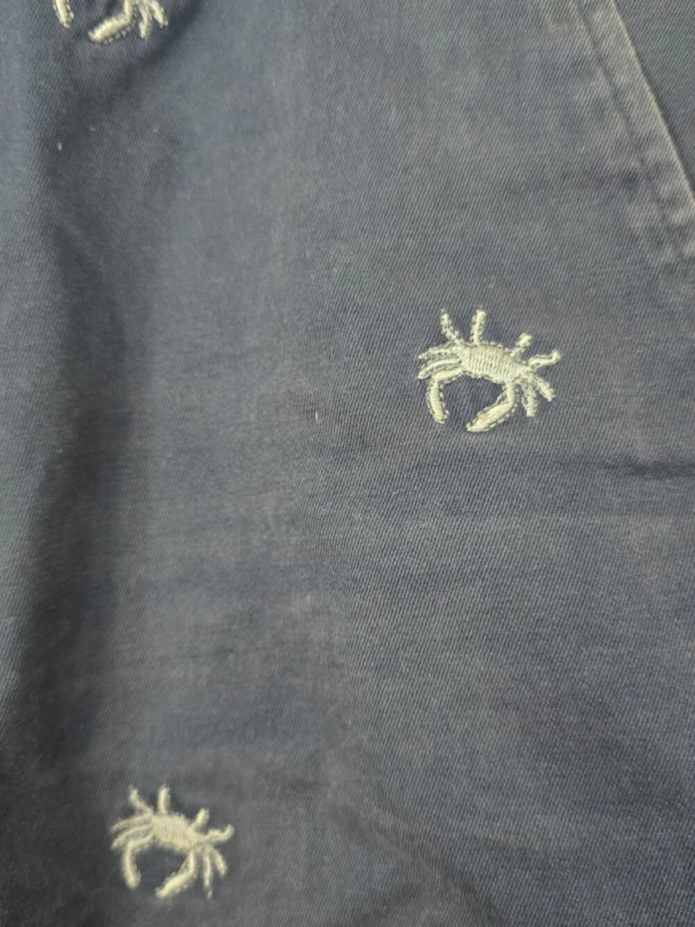 Castaway Nantucket Men's Flat Front Chino Shorts Crab Embroidered Blue Size 35
